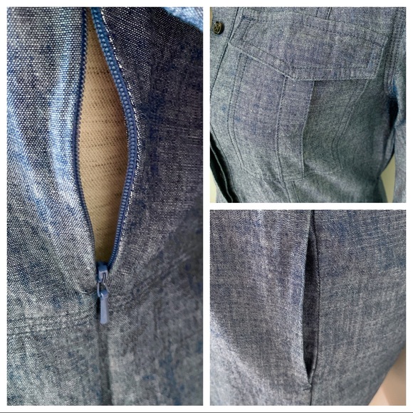 HP🎉 Burberry Gathered Detail Chambray Dress - Picture 4 of 7